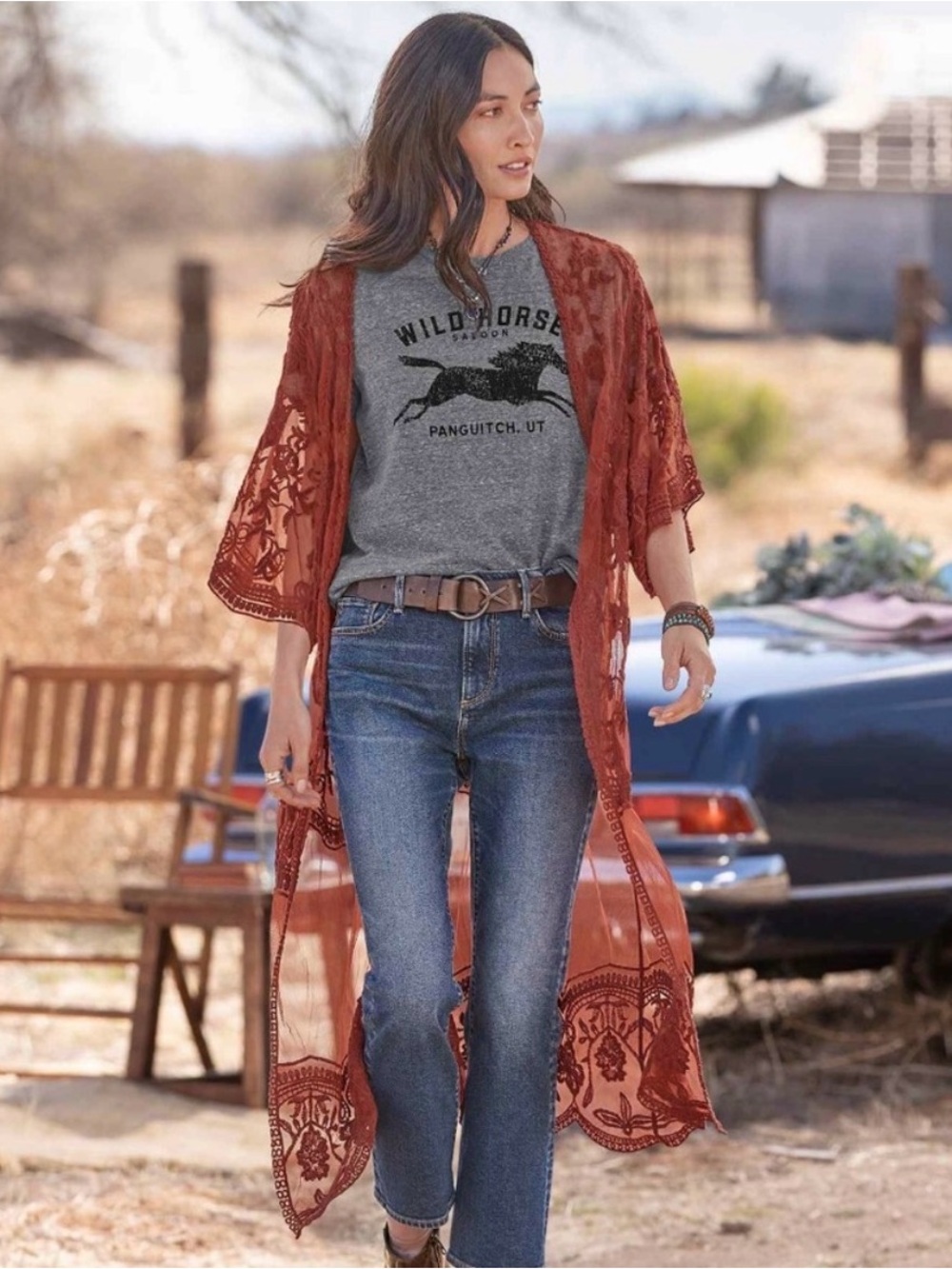 SUNDANCE: Terracotta Embroidered Duster